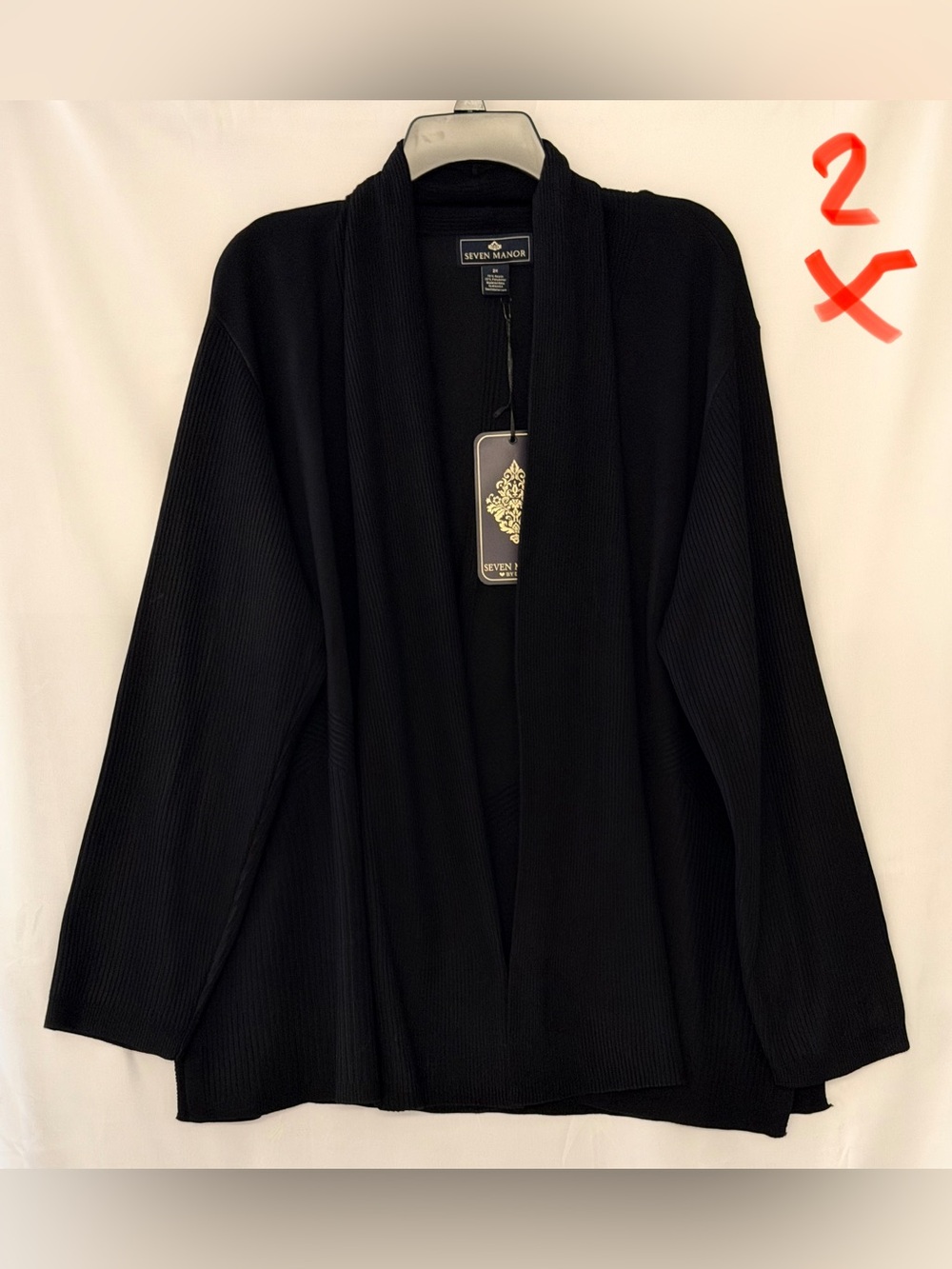 Black Open Front Ribbed Cardigan